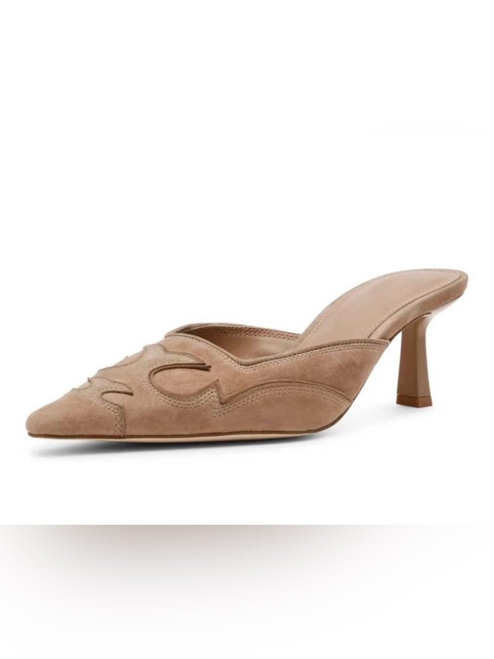 Women's Tan Suede Slip-On Mule Heels